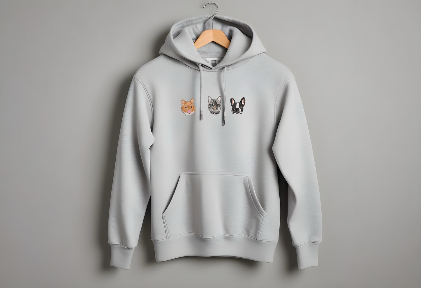 Sudadera con TRES bordados de mascotas personalizado