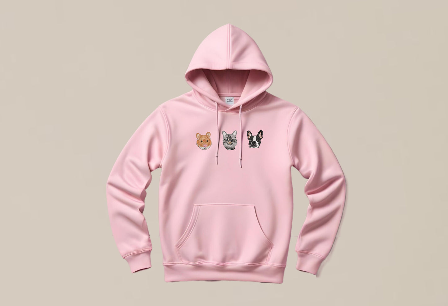 Sudadera con TRES bordados de mascotas personalizado
