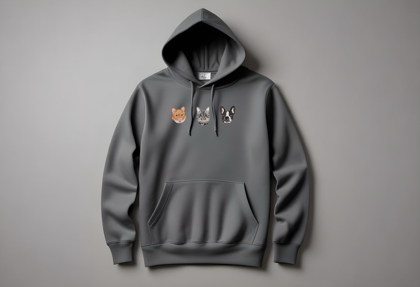Sudadera con TRES bordados de mascotas personalizado
