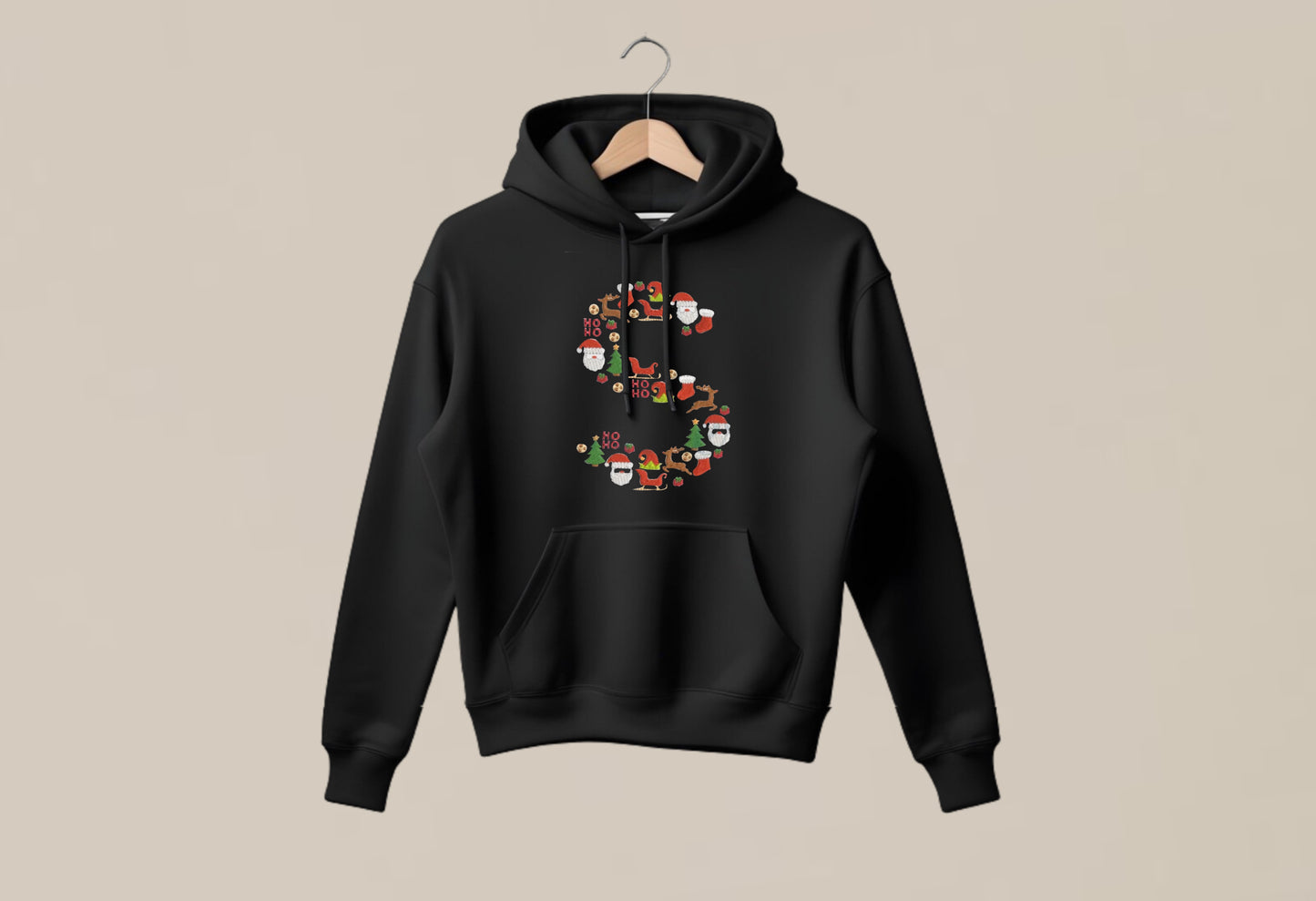 Sudadera Negra Letra Navidad Z