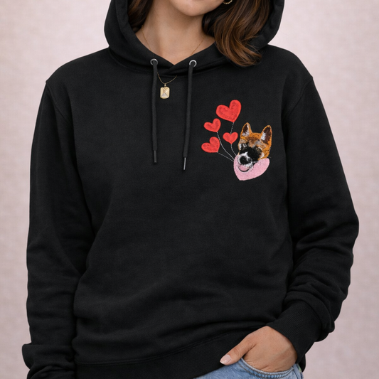 Sudadera con bordado de mascota san valentin