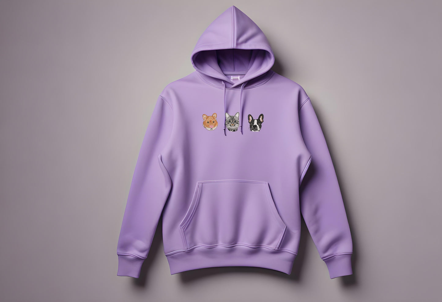 Sudadera con TRES bordados de mascotas  personalizado